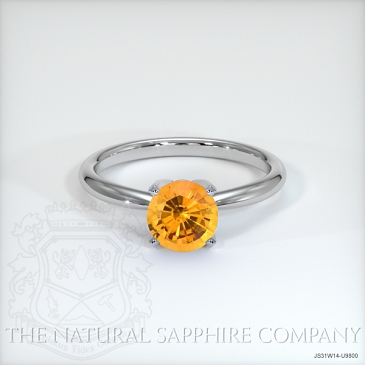 Image of Orangish Yellow Sapphire Ring - Round 1.23 Ct. - 14K White Gold - #JS31W14,U9800
