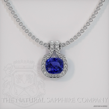 Image of Color Change Sapphire Pendant Necklace - Cushion 1.85 Ct. - 14K White Gold - #JS331W14,S3592