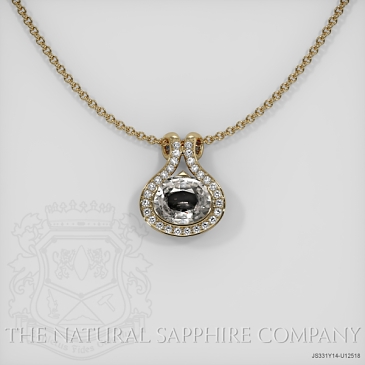 Image of White Sapphire Pendant Necklace - Oval 0.92 Ct. - 14K Yellow Gold - #JS331Y14,U12518
