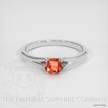Image of Padparadscha Sapphire Ring - Cushion 0.80 Ct. - Platinum 950 - #JS35PT,PA4099