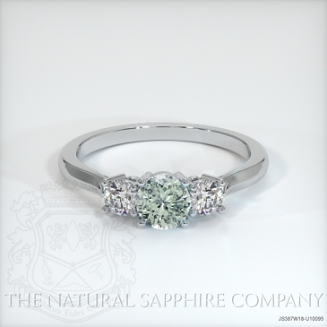 Image of Green Sapphire Ring - Round 0.59 Ct. - 18K White Gold - #JS387W18,U10095