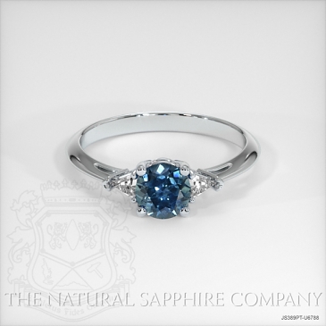 Image of Greenish Blue Sapphire Ring - Round 0.62 Ct. - Platinum 950 - #JS389PT,U6788