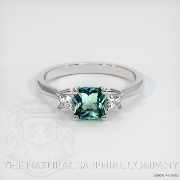 Image of Bluish Green Sapphire Ring - Radiant 1.01 Ct. - 14K White Gold - #JS395W14,U16952