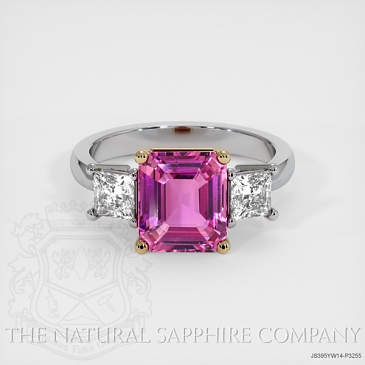 Image of Pink Sapphire Ring - Emerald Cut 3.10 Ct. - 14K Yellow & White - #JS395YW14,P3255