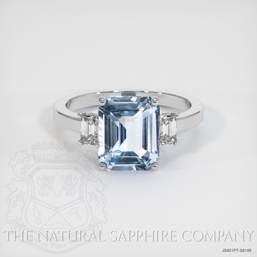 Image of Blue Sapphire Ring - Emerald 3.02 Ct. - Platinum 950 - #JS401PT,S8148