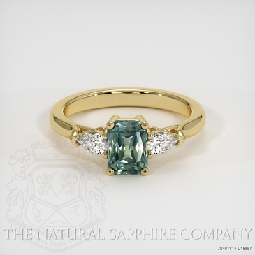 Image of Green Sapphire Ring - Emerald Cut 2.57 Ct. - 14K Yellow Gold - #JS401Y14,U16867