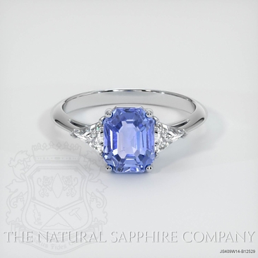 Image of Blue Sapphire Ring - Emerald Cut 2.67 Ct. - 14K White Gold - #JS409W14,B12529