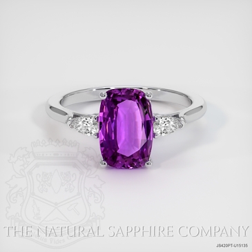 Image of Purple Sapphire Ring - Cushion 2.68 Ct. - Platinum 950 - #JS420PT,U15135
