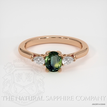 Image of Bluish Green Sapphire Ring - Oval 0.74 Ct. - 14K Rose Gold - #JS420R14,S3849