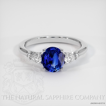 Image of Blue Sapphire Ring - Oval 1.07 Ct. - 14K White Gold - #JS420W14,B15719