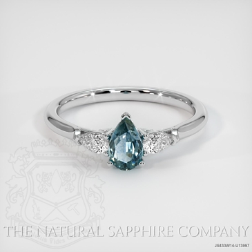 Image of Grayish Blue Sapphire Ring - Pear 0.46 Ct. - 14K White Gold - #JS433W14,U13997