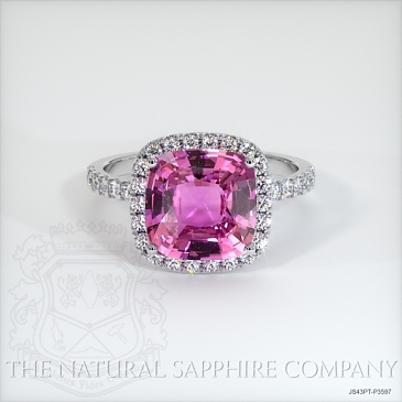 Image of Pink Sapphire Ring - Cushion 3.30 Ct. - Platinum 950 - #JS43PT,P3597