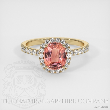 Image of Padparadscha Sapphire Ring - Cushion 1.07 Ct. - 14K Yellow Gold - #JS43Y14,PA3690
