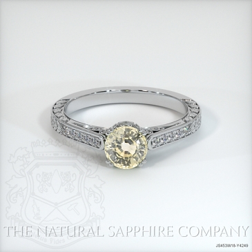 Image of Yellow Sapphire Ring - Round 1.46 Ct. - 18K White Gold - #JS453W18,Y4249