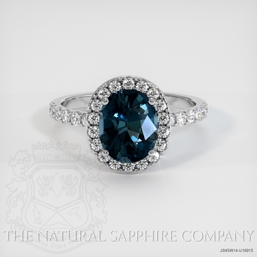 Image of Greenish Blue Sapphire Ring - Oval 1.73 Ct. - 14K White Gold - #JS45W14,U16915