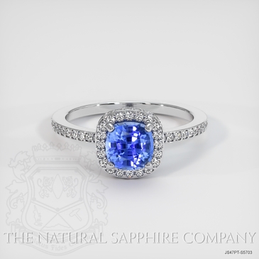 Image of Blue Sapphire Ring - Cushion 1.41 Ct. - Platinum 950 - #JS47PT,S5703