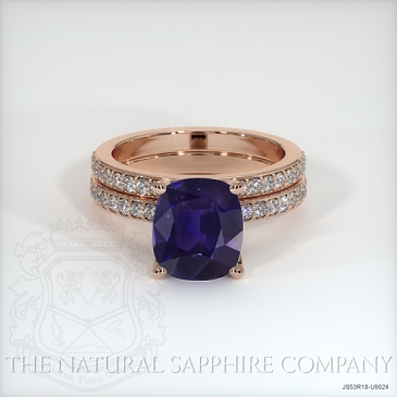 Image of Color Change Sapphire Ring - Cushion 3.47 Ct. - 18K Rose Gold - #JS53R18,U9024