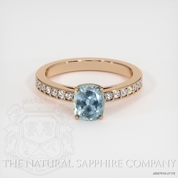 Image of Bluish Green Sapphire Ring - Cushion 1.05 Ct. - 18K Rose Gold - #JS567R18,U7179