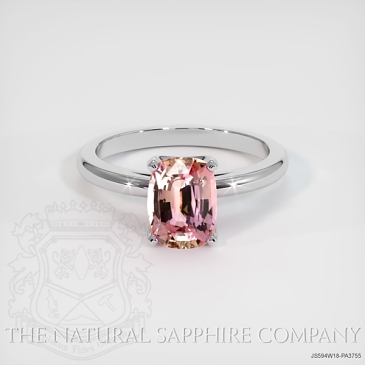 Image of Padparadscha Sapphire Ring - Cushion 2.18 Ct. - 18K White Gold - #JS594W18,PA3755