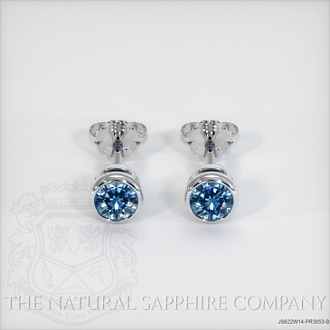Image of Blue Sapphire Earrings - Round 0.39 Ct. - 14K White Gold - #JS622W14,PR3853-B