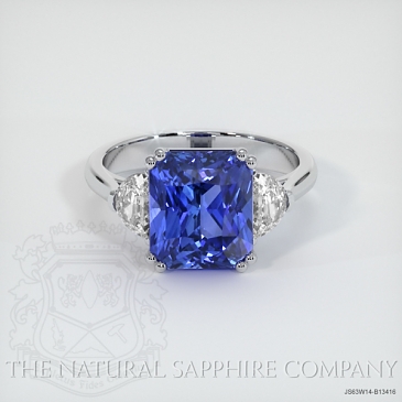 Image of Blue Sapphire Ring - Radiant 5.29 Ct. - 14K White Gold - #JS63W14,B13416