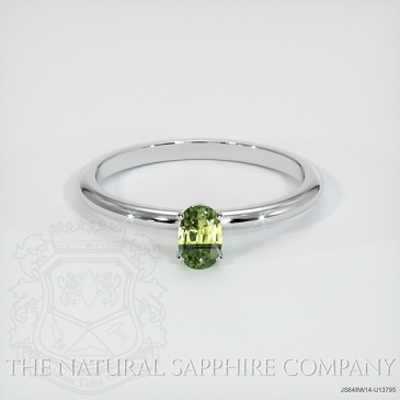 Image of Yellowish Green Sapphire Ring - Oval 0.38 Ct. - 14K White Gold - #JS648W14,U13795