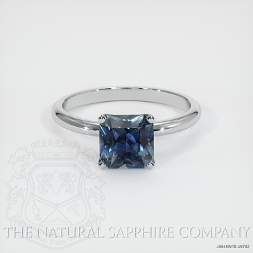 Image of Greenish Blue Sapphire Ring - Radiant 1.54 Ct. - 18K White Gold - #JS648W18,U9792