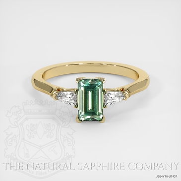 Image of Yellowish Green Sapphire Ring - Emerald Cut 1.19 Ct. - 18K Yellow Gold - #JS64Y18,U7437