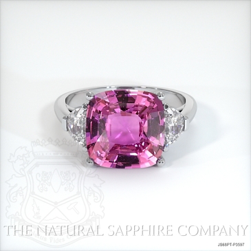 Image of Pink Sapphire Ring - Cushion 3.30 Ct. - Platinum 950 - #JS68PT,P3597