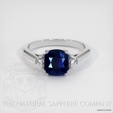 Image of Blue Sapphire Ring - Cushion 1.83 Ct. - 18K White Gold - #JS68W18,B16839