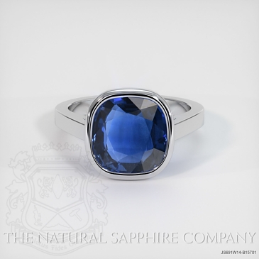 Image of Blue Sapphire Ring - Cushion 6.11 Ct. - 14K White Gold - #JS691W14,B15701