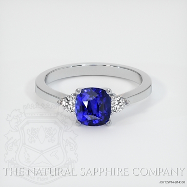 Image of Blue Sapphire Ring - Cushion 1.11 Ct. - 14K White Gold - #JS712W14,B14350