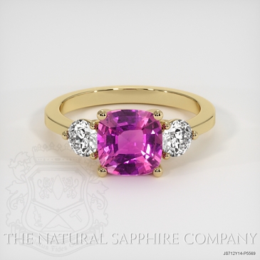 Image of Pink Sapphire Ring - Cushion 1.55 Ct. - 14K Yellow Gold - #JS712Y14,P5569