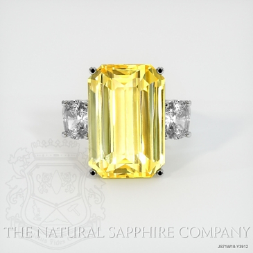 Image of Yellow Sapphire Ring - Emerald Cut 15.91 Ct. - 18K White Gold - #JS71W18,Y3912