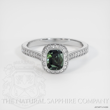 Image of Green Sapphire Ring - Cushion 1.10 Ct. - Platinum 950 - #JS734PT,U14289