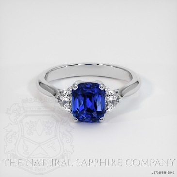 Image of Blue Sapphire Ring - Cushion 1.69 Ct. - Platinum 950 - #JS736PT,B15540