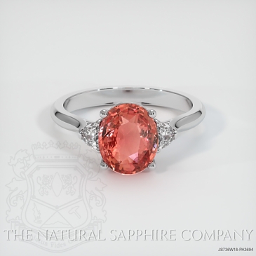 Image of Padparadscha Sapphire Ring - Oval 2.50 Ct. - 18K White Gold - #JS736W18,PA3694