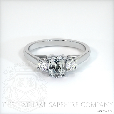 Image of Green Sapphire Ring - Cushion 1.26 Ct. - 18K White Gold - #JS741W18,U7174