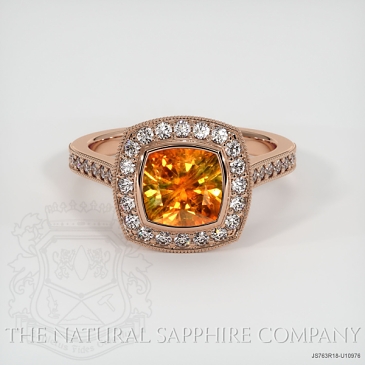 Image of Orange Sapphire Ring - Cushion 1.98 Ct. - 18K Rose Gold - #JS763R18,U10976