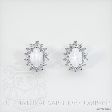 Image of White Sapphire Earrings - Oval 4.32 Ct. - Platinum 950 - #JS807PT,PR300-S