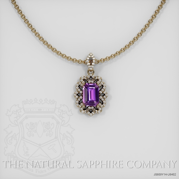 Image of Purple Sapphire Pendant Necklace - Emerald 1.84 Ct. - 14K Yellow Gold - #JS809Y14,U8402