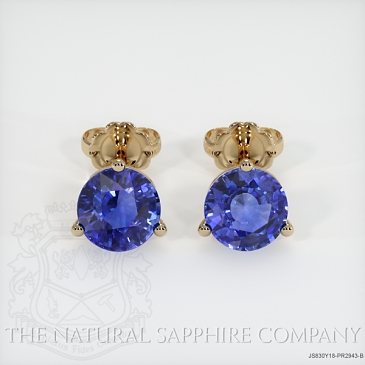 Image of Blue Sapphire Earrings - Round 3.37 Ct. - 18K Yellow Gold - #JS830Y18,PR2943-B