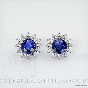 Image of Blue Sapphire Earrings - Round 2.18 Ct. - Platinum 950 - #JS838PT,PR2403-B