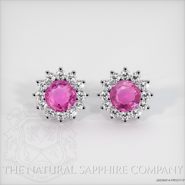 Image of Pink Sapphire Earrings - Round 4.99 Ct. - 14K White Gold - #JS838W14,PR5317-P