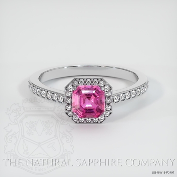 Image of Pink Sapphire Ring - Asscher 0.97 Ct. - 18K White Gold - #JS848W18,P3497