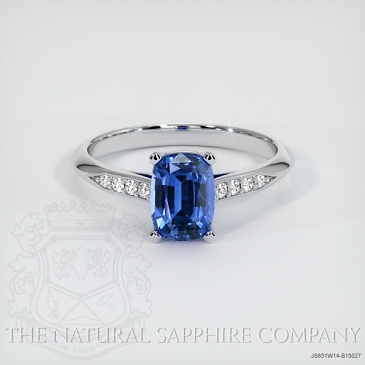 Image of Blue Sapphire Ring - Cushion 1.17 Ct. - 14K White Gold - #JS851W14,B15027