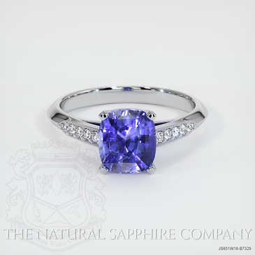 Image of Purplish Blue Sapphire Ring - Cushion 2.54 Ct. - 18K White Gold - #JS851W18,B7329