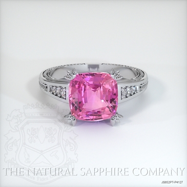 Image of Purplish Pink Sapphire Ring - Cushion 3.00 Ct. - Platinum 950 - #JS852PT,P4127