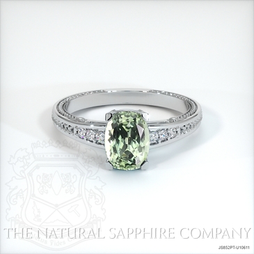 Image of Green Sapphire Ring - Cushion 1.87 Ct. - Platinum 950 - #JS852PT,U10611