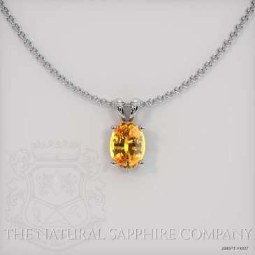 Image of Orangish Yellow Sapphire Pendant Necklace - Oval 1.10 Ct. - Platinum 950 - #JS85PT,Y4837